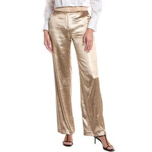 Peserico Womens  Long Pile Velvet Silk-Trim Pant, Brown